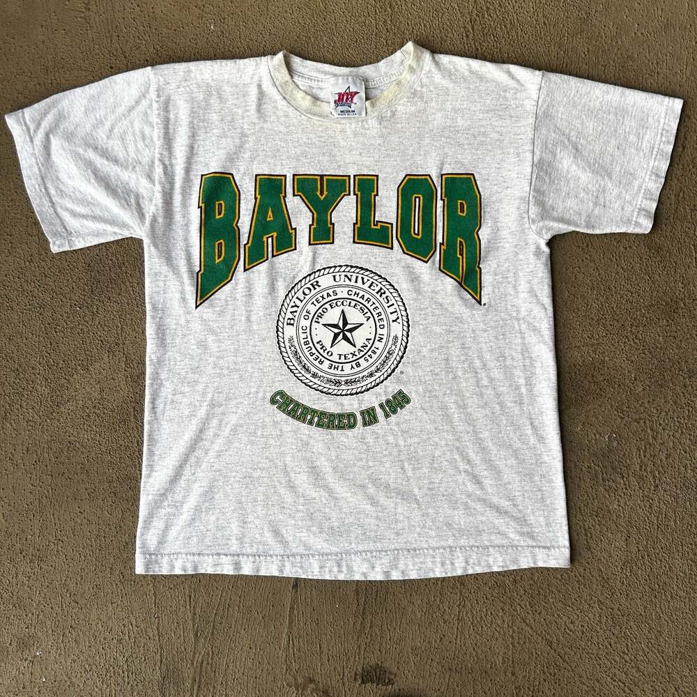 Vintage 90s Baylor University Seal Graphic T-Shirt Grey men’s M